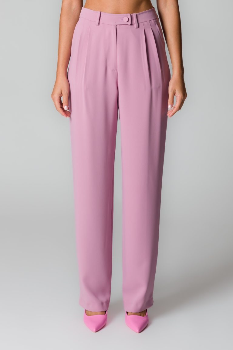 Pantaloni donna rosa con pinces - immagine 2