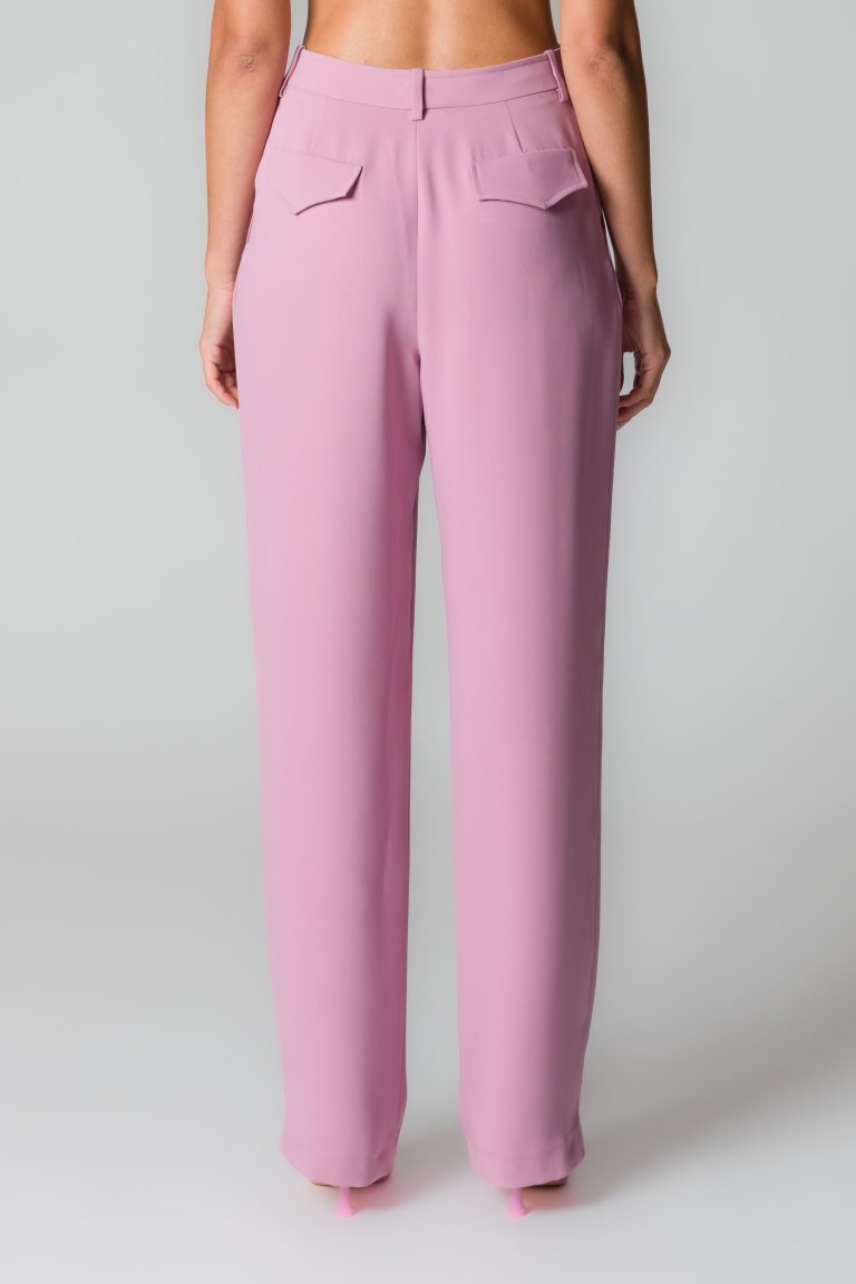 Pantaloni donna rosa con pinces - immagine 3