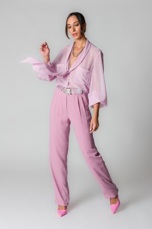 Pantaloni donna rosa con pinces