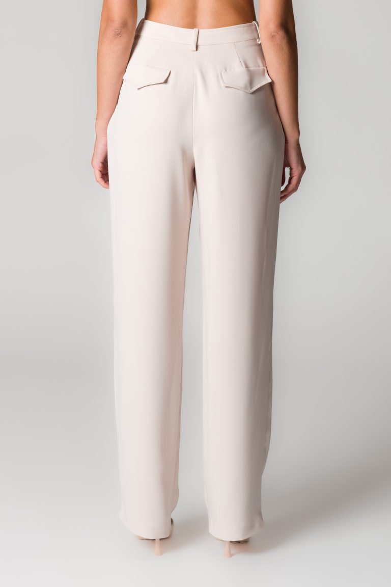 Pantaloni donna champagne con pinces - immagine 3