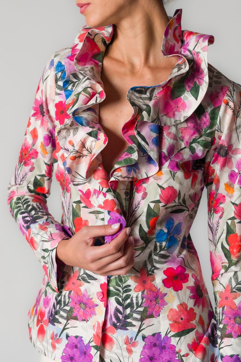 Camicia donna in cotone stampa floreale - immagine 2