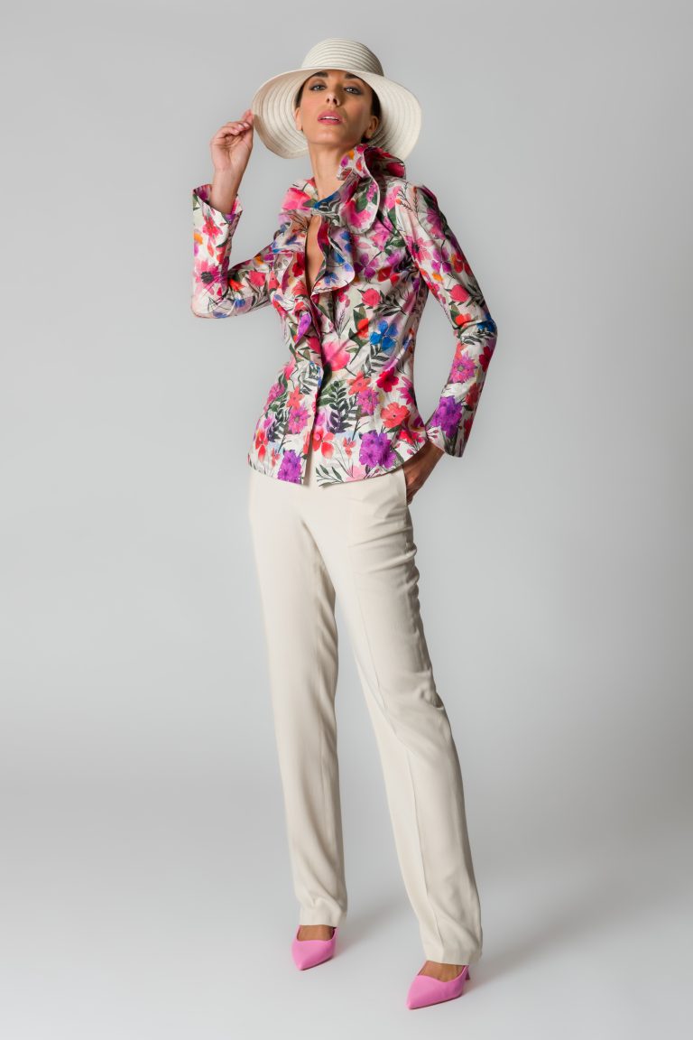 Camicia donna in cotone stampa floreale