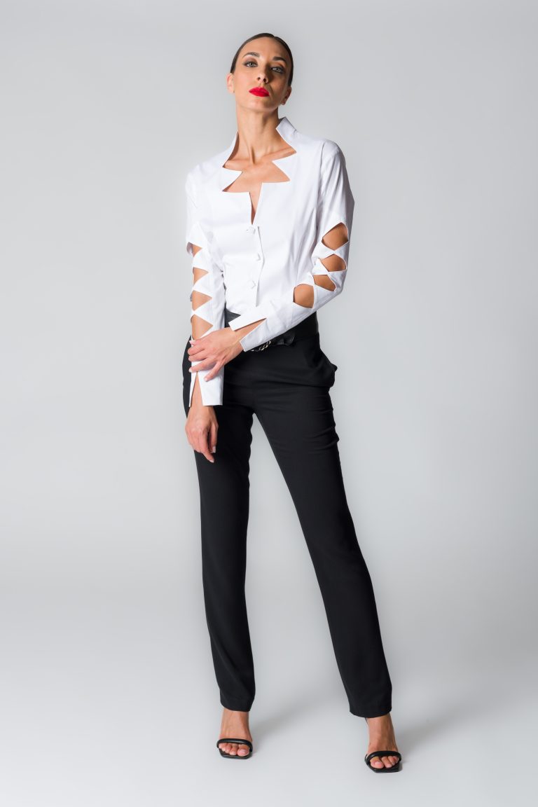 Camicia donna bianca in cotone stretch