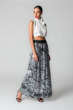 Camicia donna cropped bianca in satin stretch con sciarpina