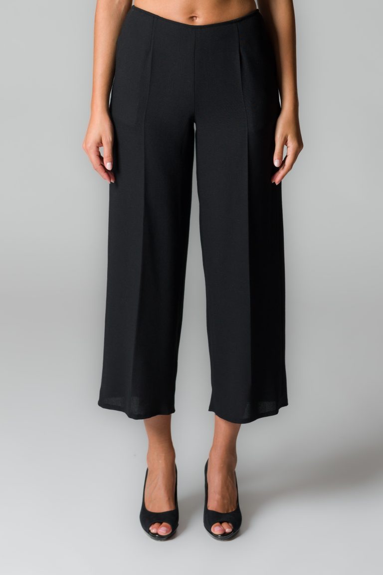 Pantaloni donna neri a gamba larga - immagine 2