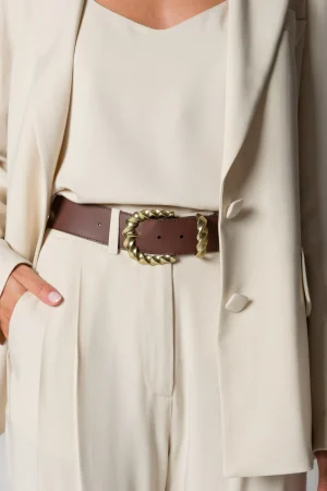 Cintura donna in ecopelle color cuoio