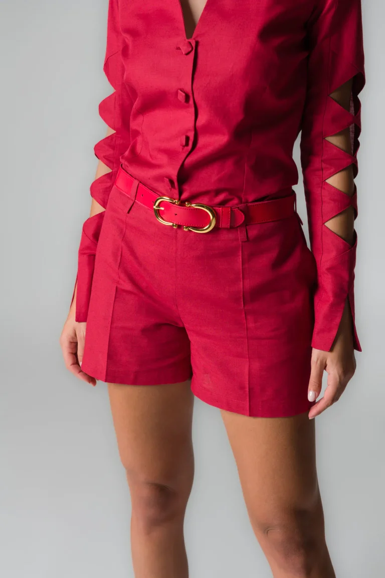 Cintura donna in ecopelle colore rosso
