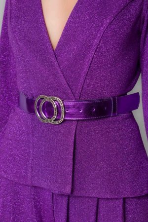 Cintura donna in ecopelle colore violetto lamé