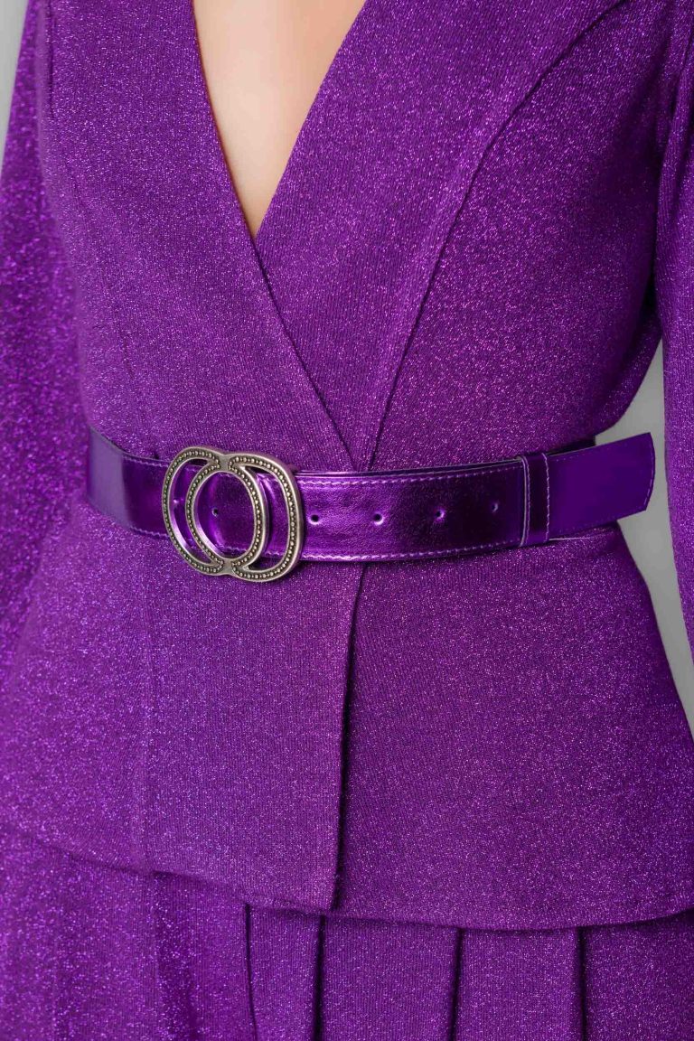 Cintura donna in ecopelle colore violetto lamé