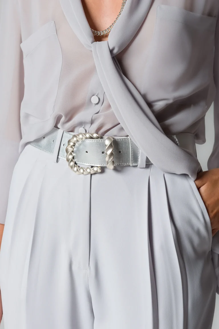 Cintura donna in ecopelle colore grigio perlato