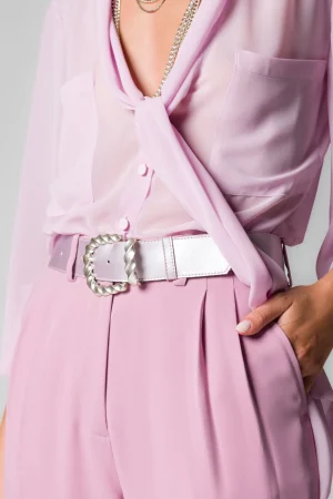 Cintura donna in ecopelle colore lilla perlato