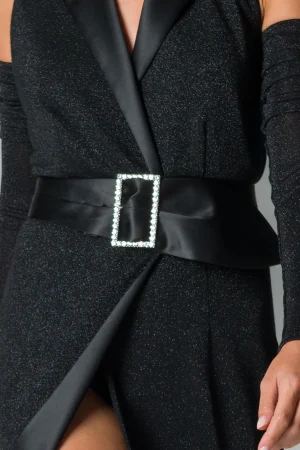 Cintura fusciacca donna in raso smoking nero