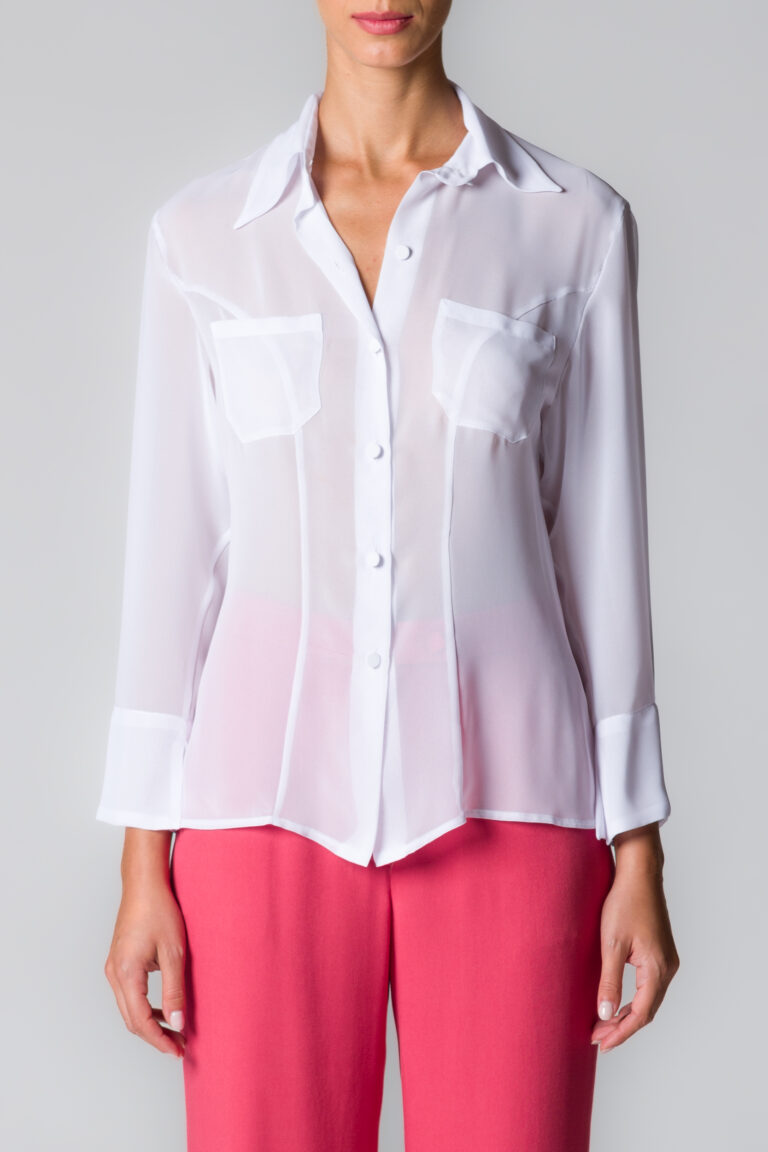 Camicia donna in georgette bianca - immagine 2