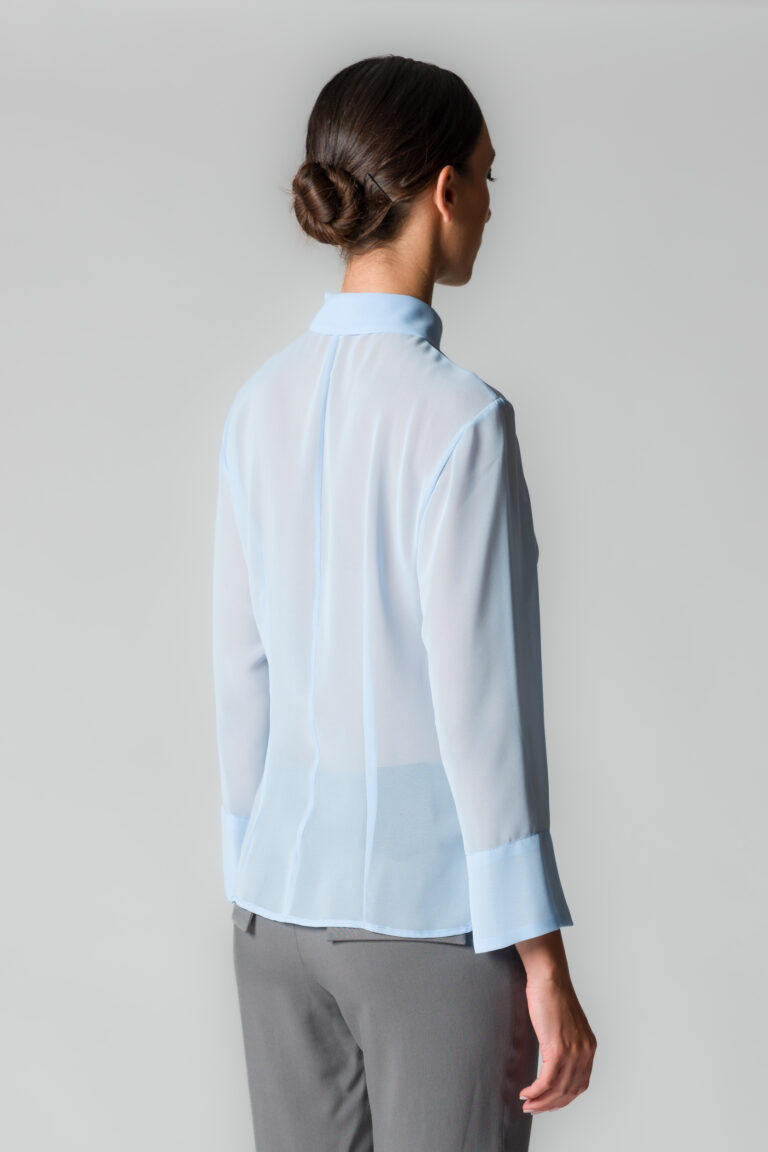 Camicia donna in georgette celeste - immagine 3