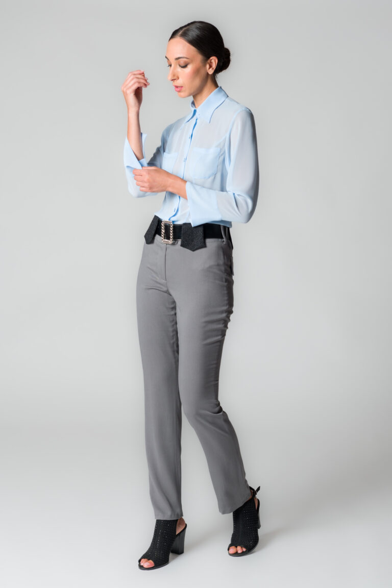 Camicia donna in georgette celeste - immagine 4