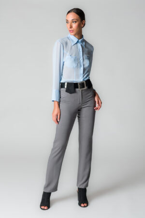 Camicia donna in georgette celeste