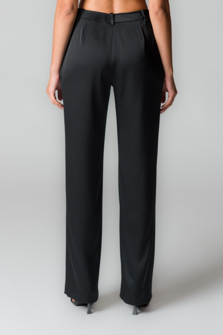 Pantaloni donna in crepe lucido nero - immagine 3