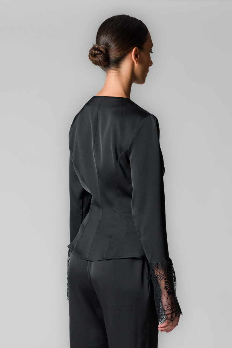 Giacca donna nera con pizzo - immagine 3